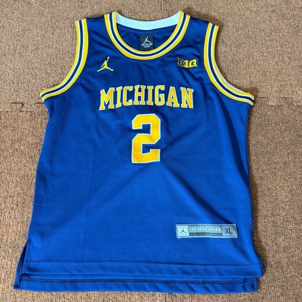 A+ fit Jordan Michigan Wolverines Jordan Poole #2 Basketball Jersey Kids Blue XL